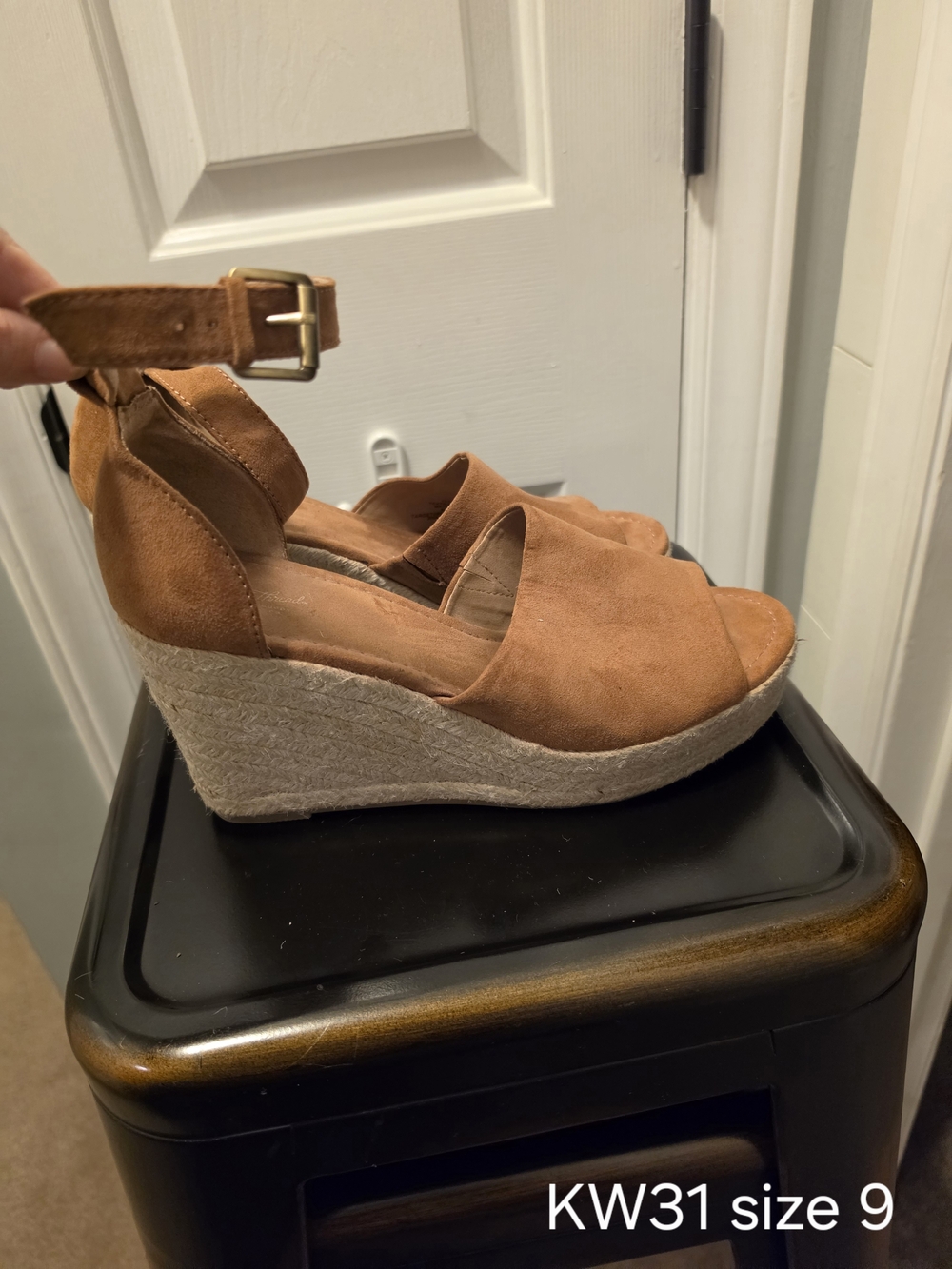 Women's Universal Thread Tan Suede Espadrille Wedge Sandals - Size 9